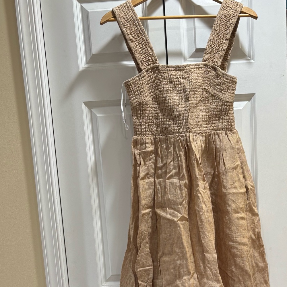 Charming Tan Linen Seed Heritage Dress